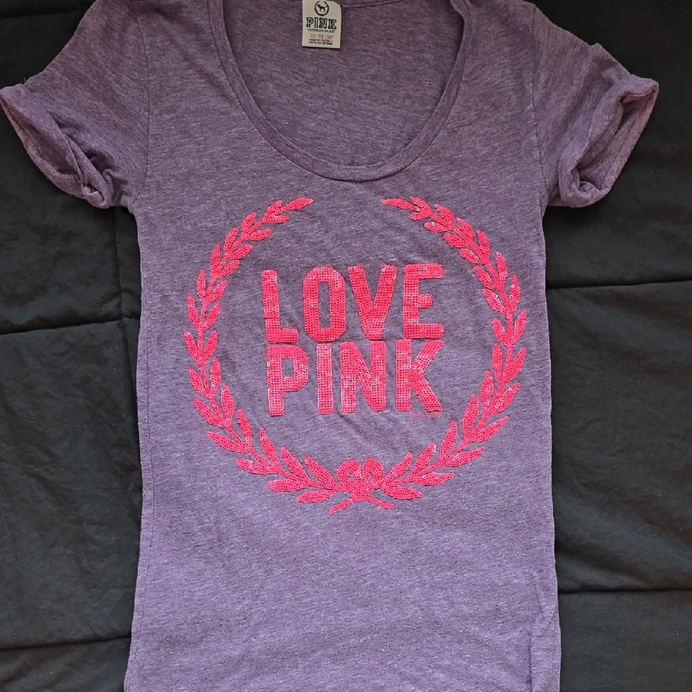 Purple Graphic Tee with Pink Logo